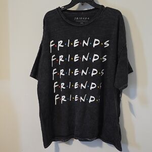 NWT FRIENDS Black Tee with Multicolor Dot Logo 3X